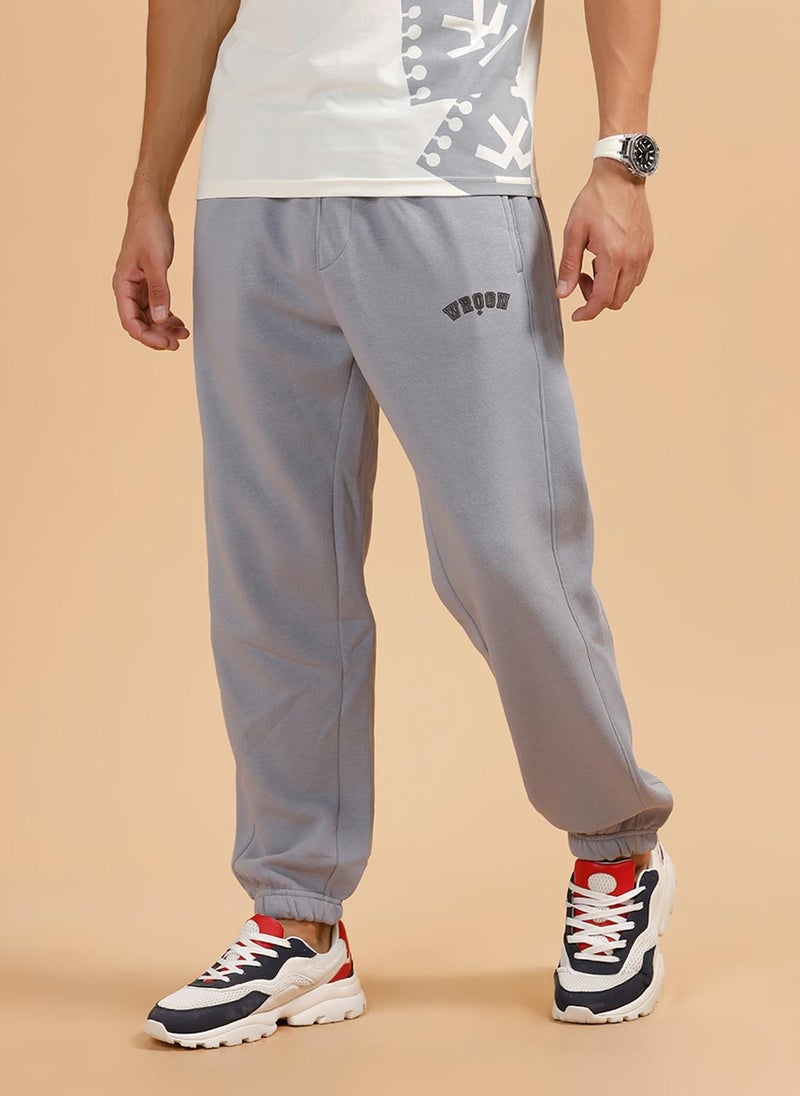 Wrogn Heavy GSM Relaxed Fit Jogger | Grey - Image 1